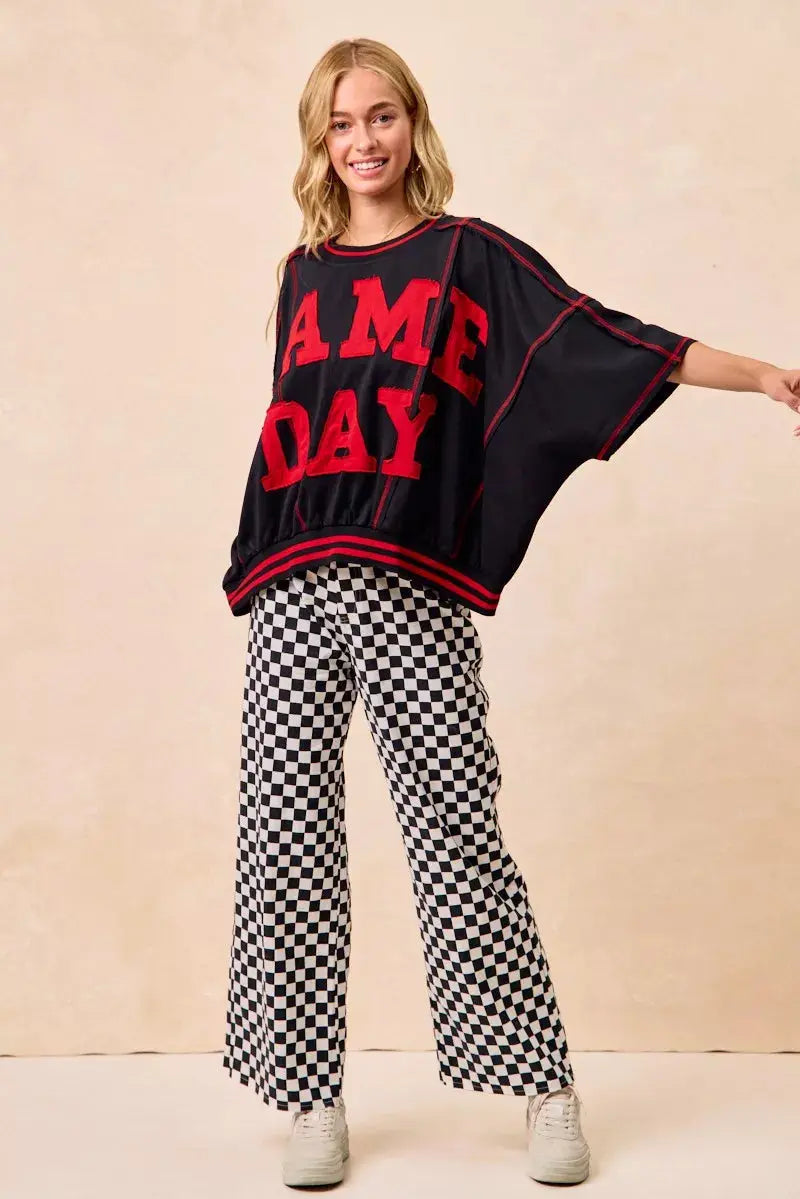BiBi Gameday Theme Checkered Printed Pants  Style Ratio