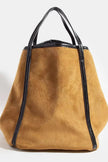 Fame Suede Tote Faux Leather Trim Shoulder Strap  Style Ratio