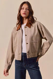 SO ME Cotton Twill Cropped Barn Jacket wtih Collar  Style Ratio