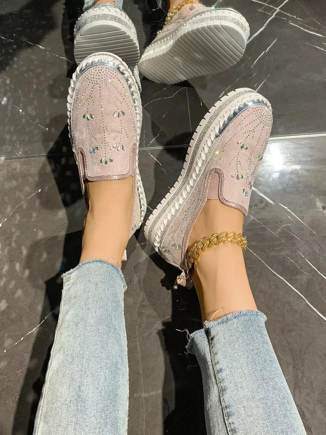 Rhinestone Embellished Platform Loafers  Style Ratio