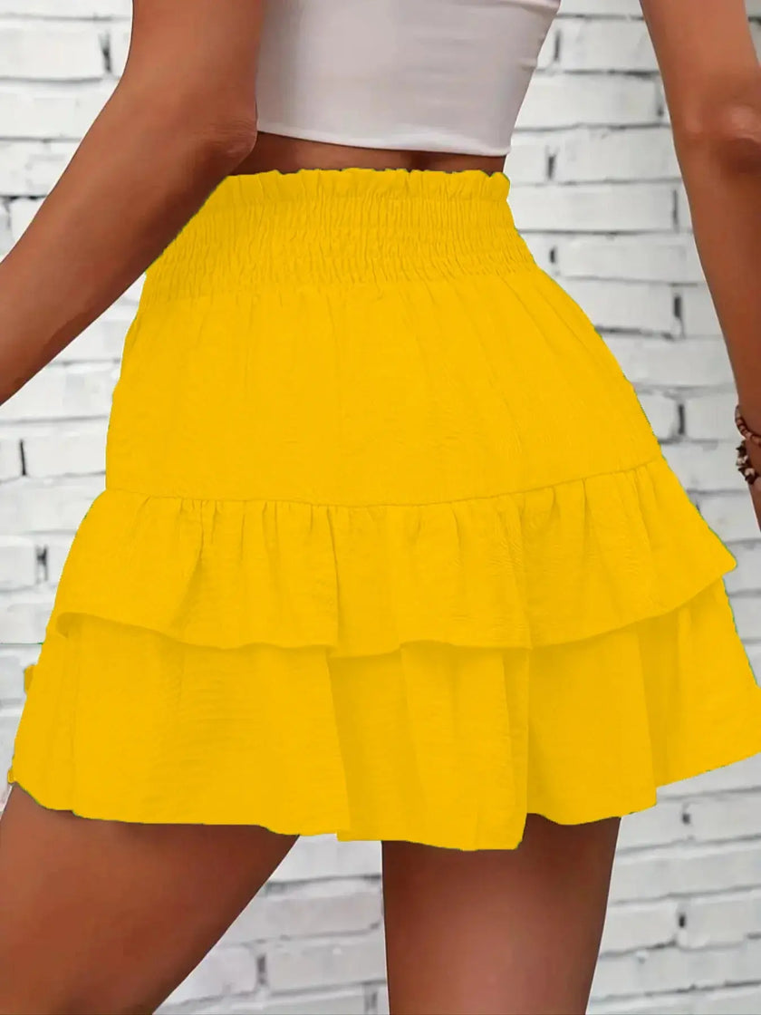 Ruffle Layered High Waist Casual Skort  Style Ratio