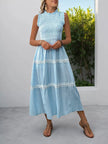 Striped Smocked Sleeveless Tiered Midi Dress  Style Ratio
