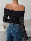 Lace Off-Shoulder Long Sleeve Top  Style Ratio