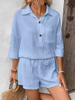 Button Detail Top and Shorts Set  Style Ratio