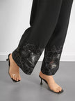 Floral Lace Hem Wide Leg Pants  Style Ratio