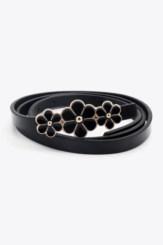 Flower Decor Skinny PU Belt  Style Ratio