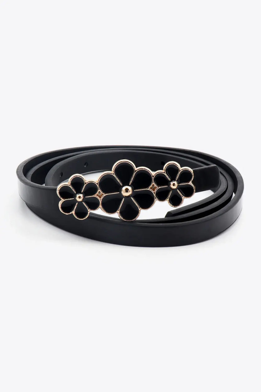 Flower Decor Skinny PU Belt  Style Ratio
