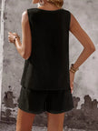 Decor Button Round Neck Tank and Shorts Set  Style Ratio