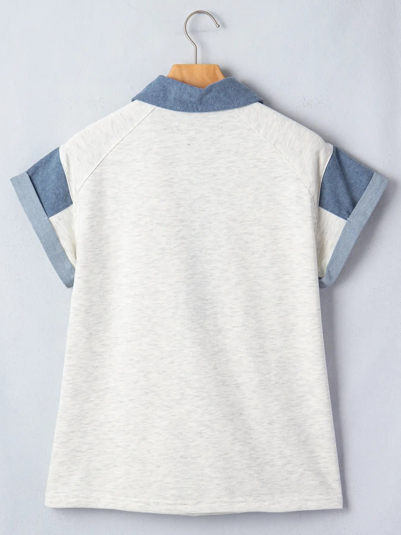 Contrast Trim Button Detail Short Sleeve Shirt  Style Ratio