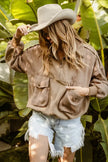 BiBi Half Zip Vintage Washed Fleece Pullover Jacket  Style Ratio