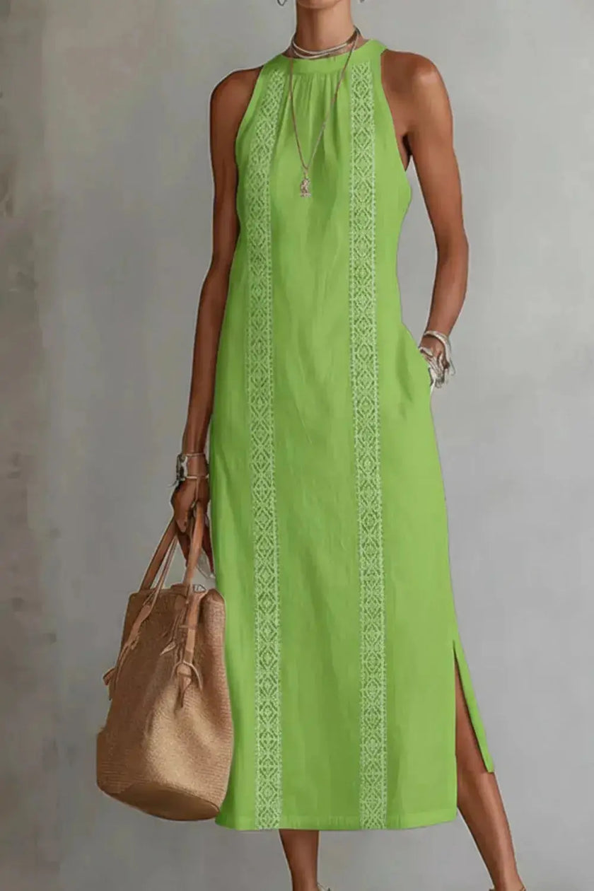 Sleeveless Side Slit Dress with Pockets  Style Ratio