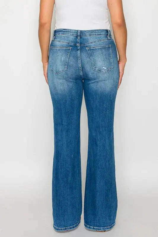 bytos Full Size Distressed High Rise Jeans with Pockets  Style Ratio
