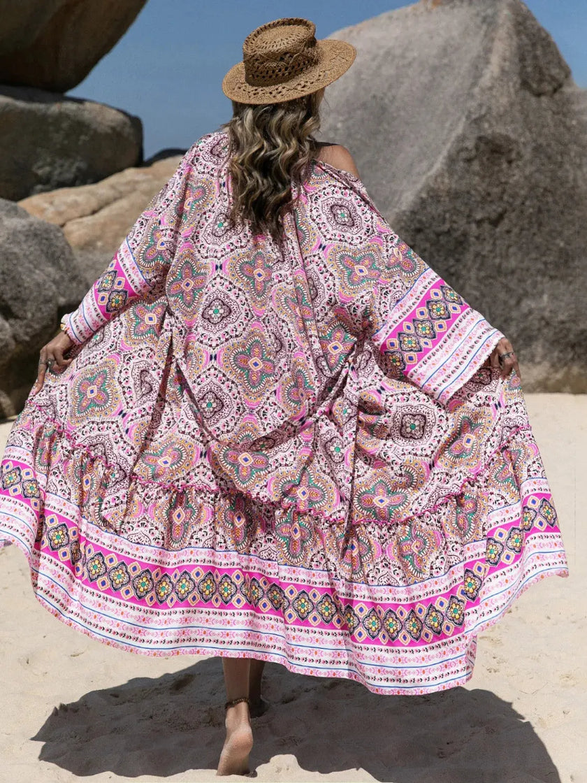 Printed Open Front Cover Up  Style Ratio
