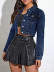 Cropped Button Up Denim Jacket  Style Ratio