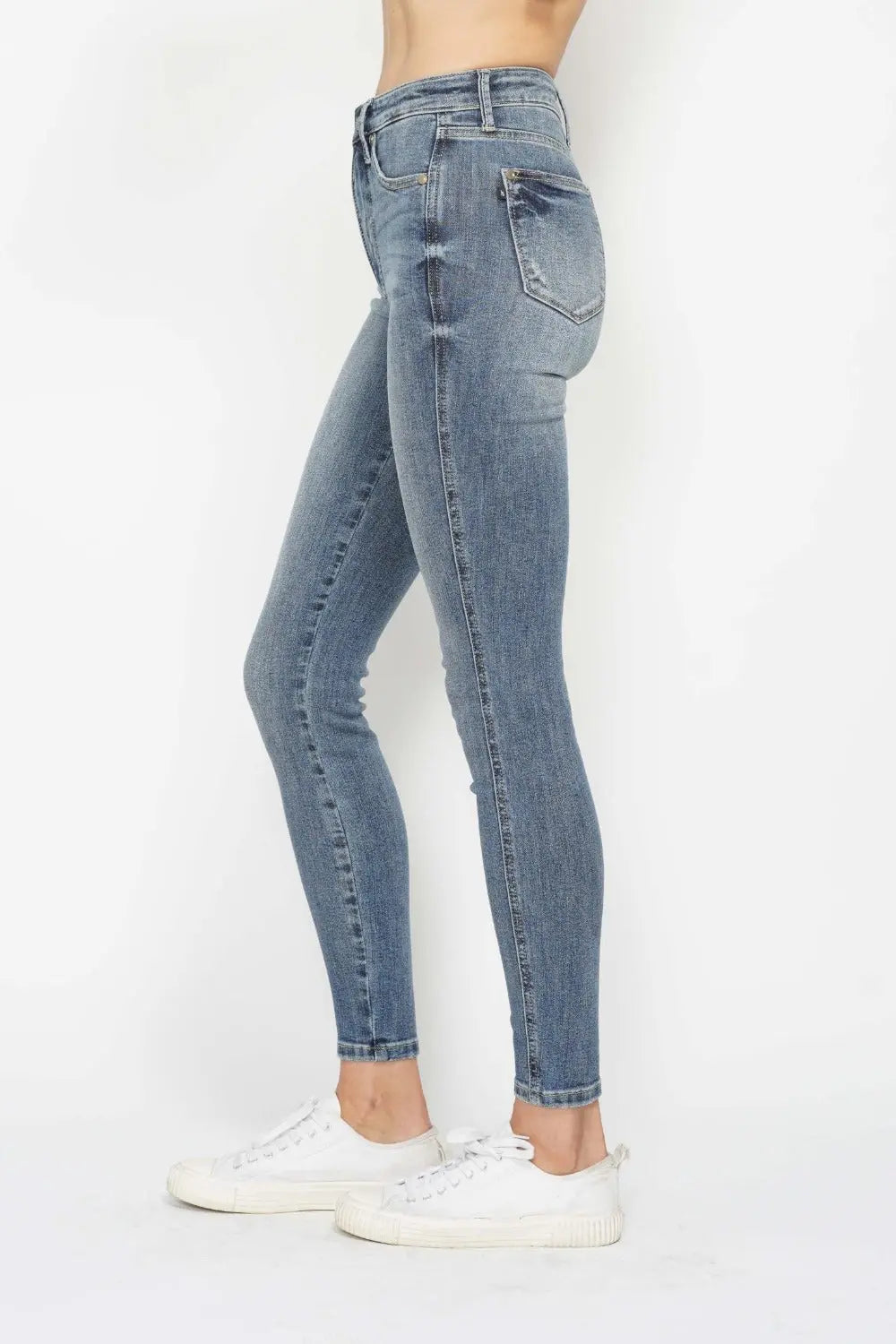 Judy Blue High Rise Contrast Wash Skinny Jeans Trendsi
