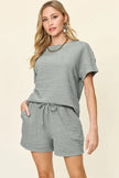 Double Take Short Sleeve Shirt and Drawstring Shorts Set  Style Ratio