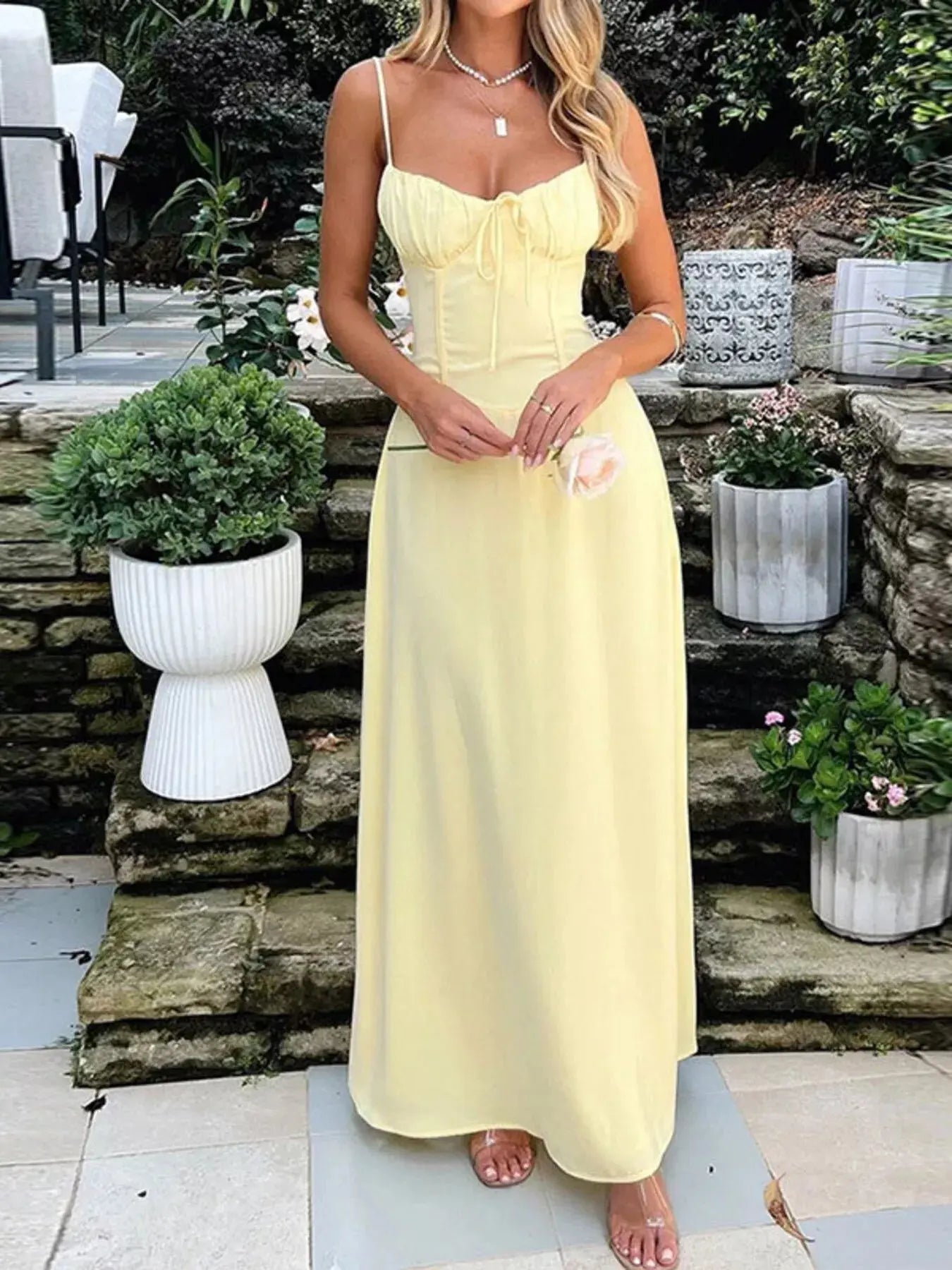 Tie Front Spaghetti Strap Maxi Dress  Style Ratio