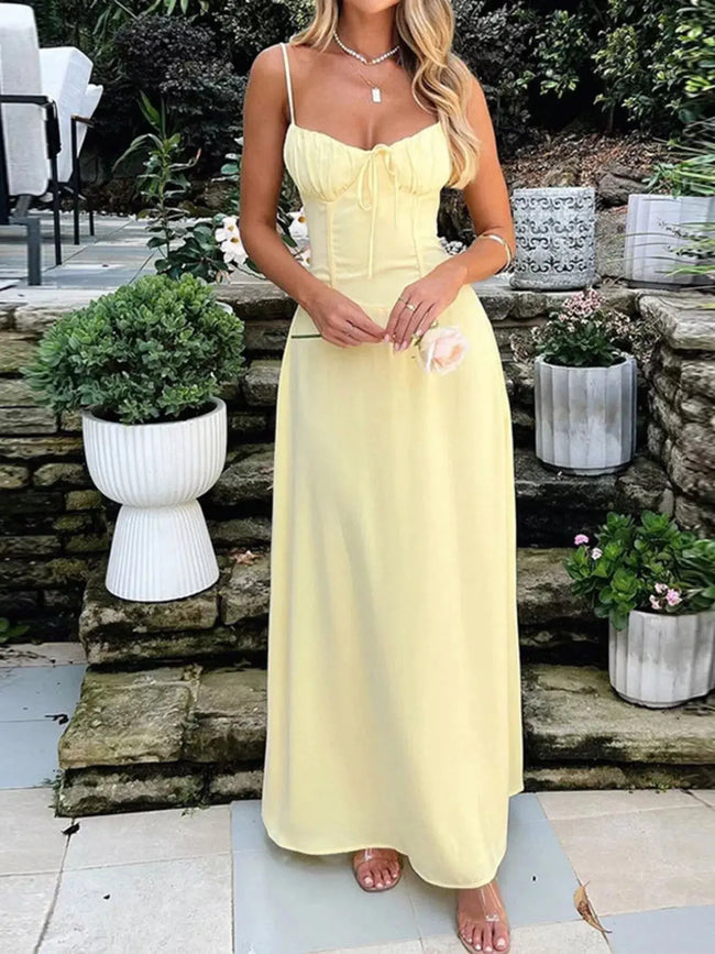 Tie Front Spaghetti Strap Maxi Dress  Style Ratio