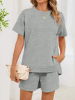 Round Neck Short Sleeve Shirt and Shorts Loungewear  Style Ratio