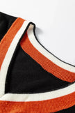 Contrast Striped Trim V Neck Varsity Sweater  Style Ratio