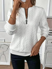 Texture Half Zip Long Sleeve Sweater  Style Ratio
