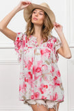 BiBi Floral Print Flutter Sheer Blouse  Style Ratio