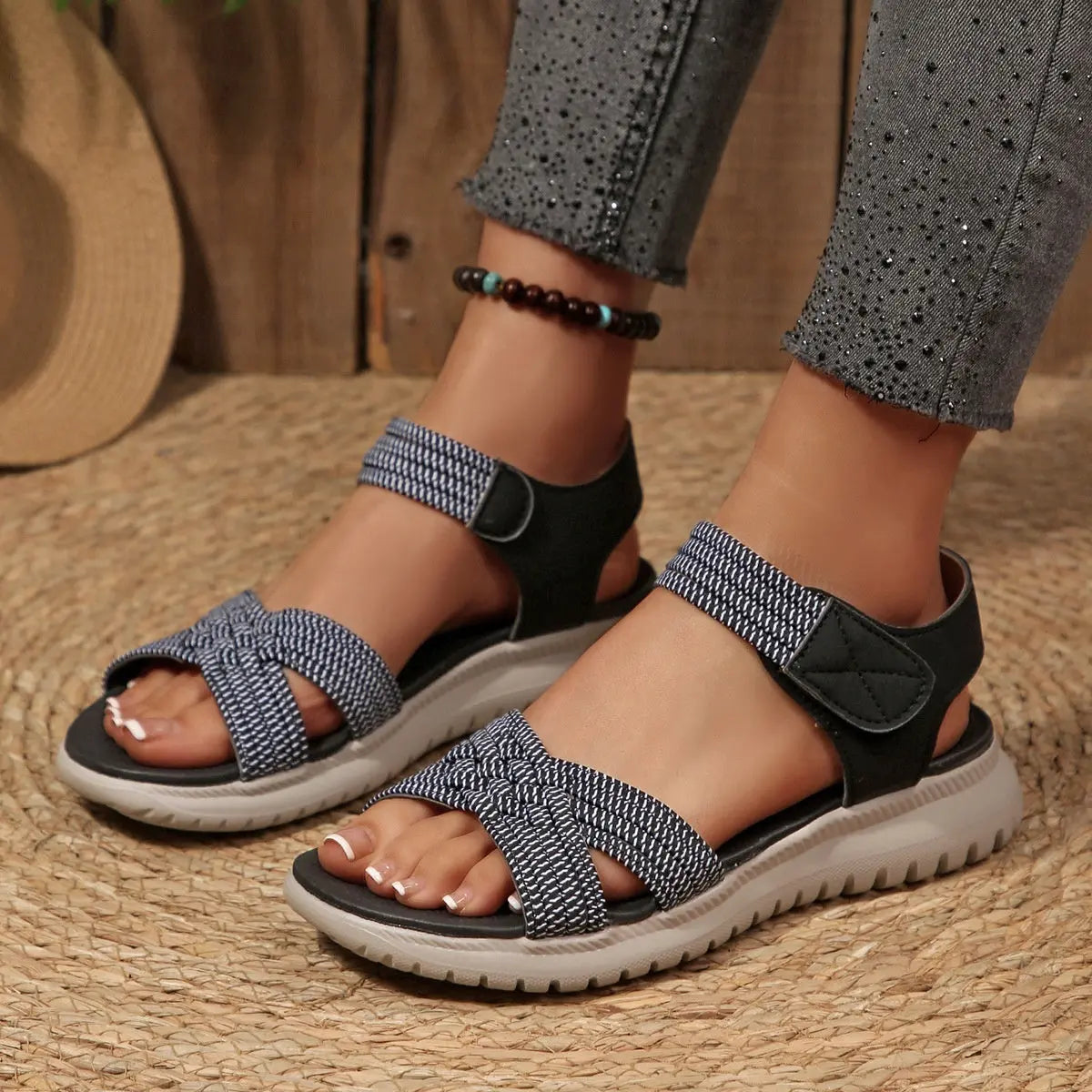Open Toe Woven Strap Sandals  Style Ratio