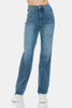 Judy Blue Full Size Tummy Control Cut Raw Hem Straight Jeans  Style Ratio