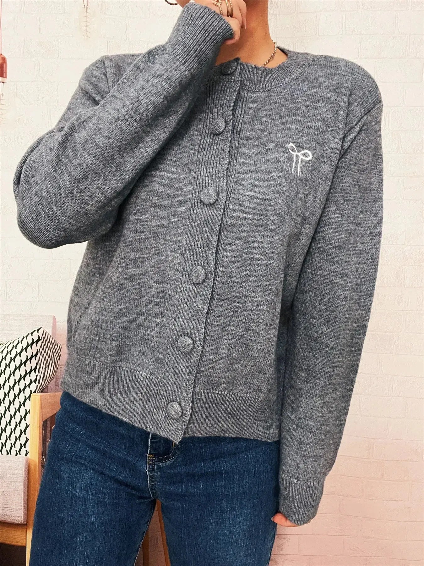 Button Up Long Sleeve Cardigan  Style Ratio