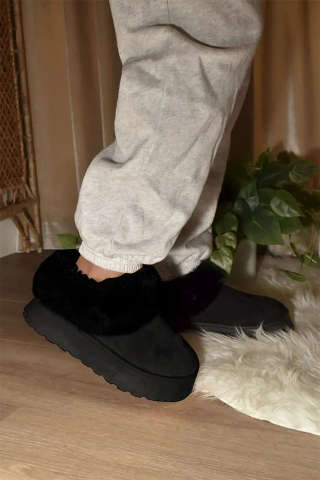 WILD DIVA Faux-Fur Platform Slip On Booties  Style Ratio