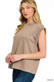 Zenana Scuba Round Neck Cap Sleeve Top  Style Ratio