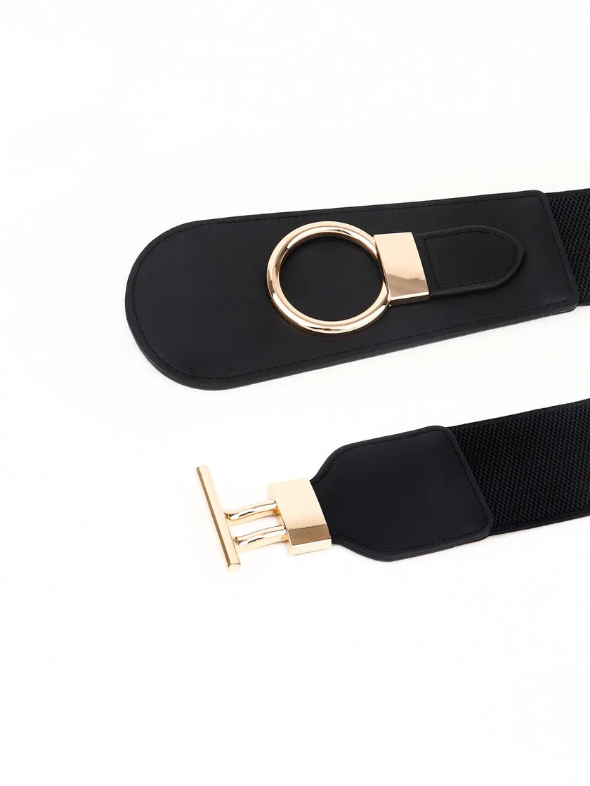 PU Elastic Wide Belt with Alloy Buckle  Style Ratio