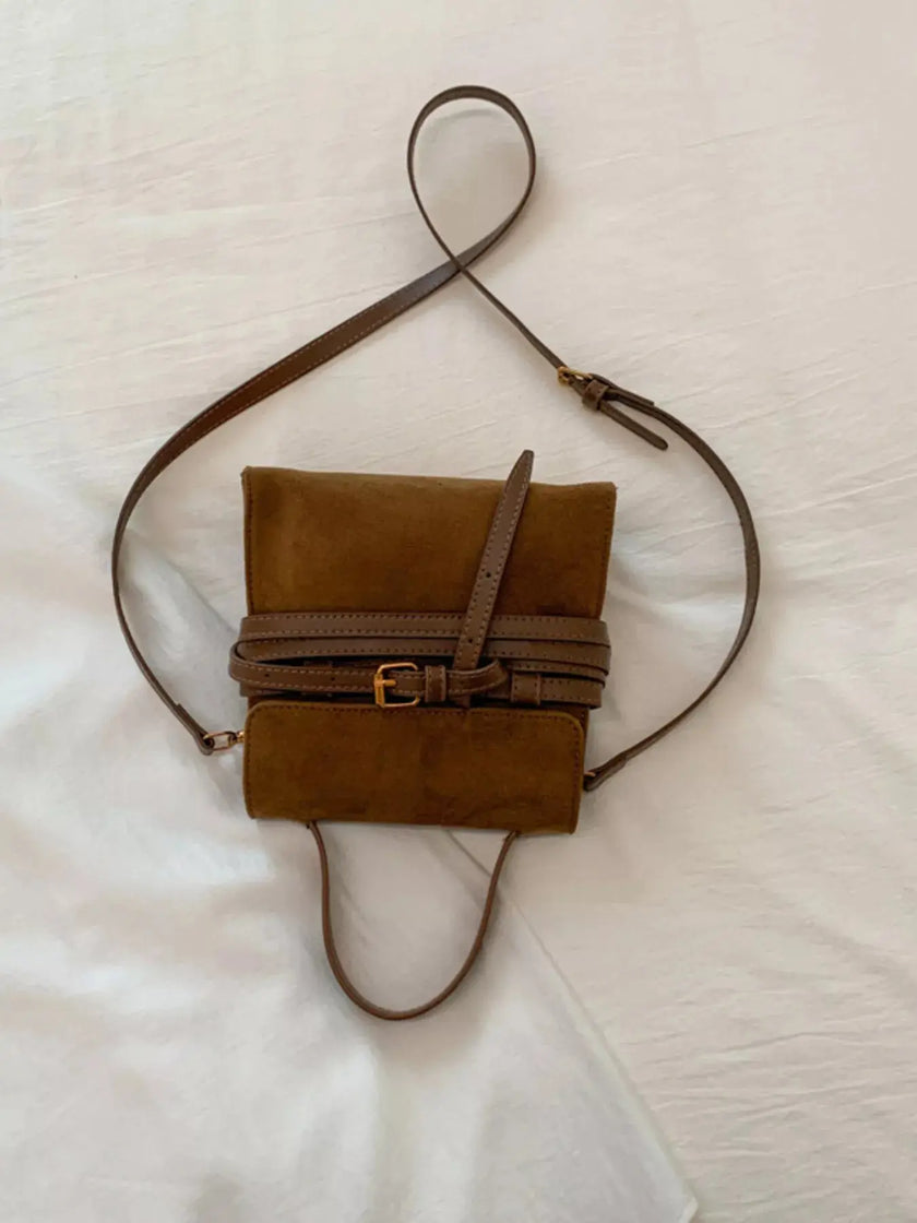 Suede Buckle Decor Crossbody Bag  Style Ratio