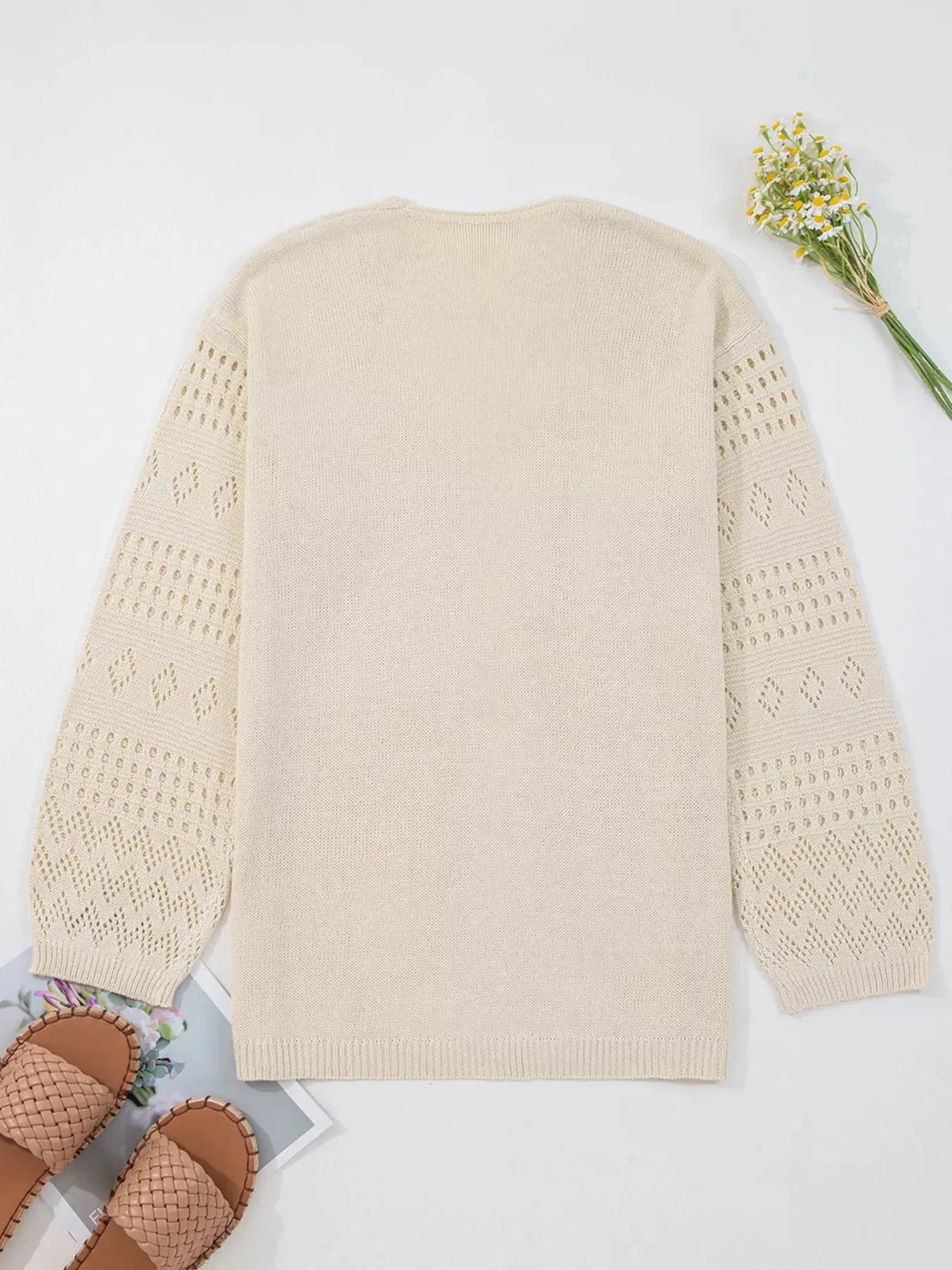 Hollowed Knit Open Front Cardigan  Style Ratio