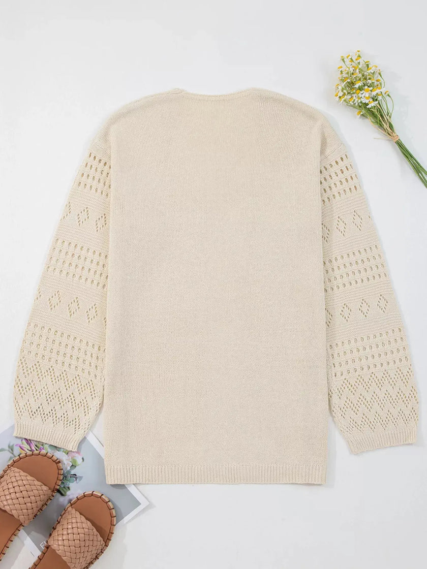 Hollowed Knit Open Front Cardigan  Style Ratio