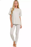 Zenana Brushed Dty Microfiber Short Sleeve Top and Pants Loungewear Set  Style Ratio