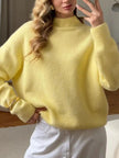 Mock Neck Dropped Shoulder Sweater  Style Ratio