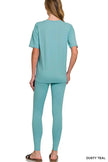 Zenana Brushed Dty Microfiber Short Sleeve Top and Pants Loungewear Set  Style Ratio