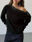 Studded Single Shoulder Knit Top  Style Ratio
