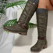 Round Toe Block Heels Boots  Style Ratio