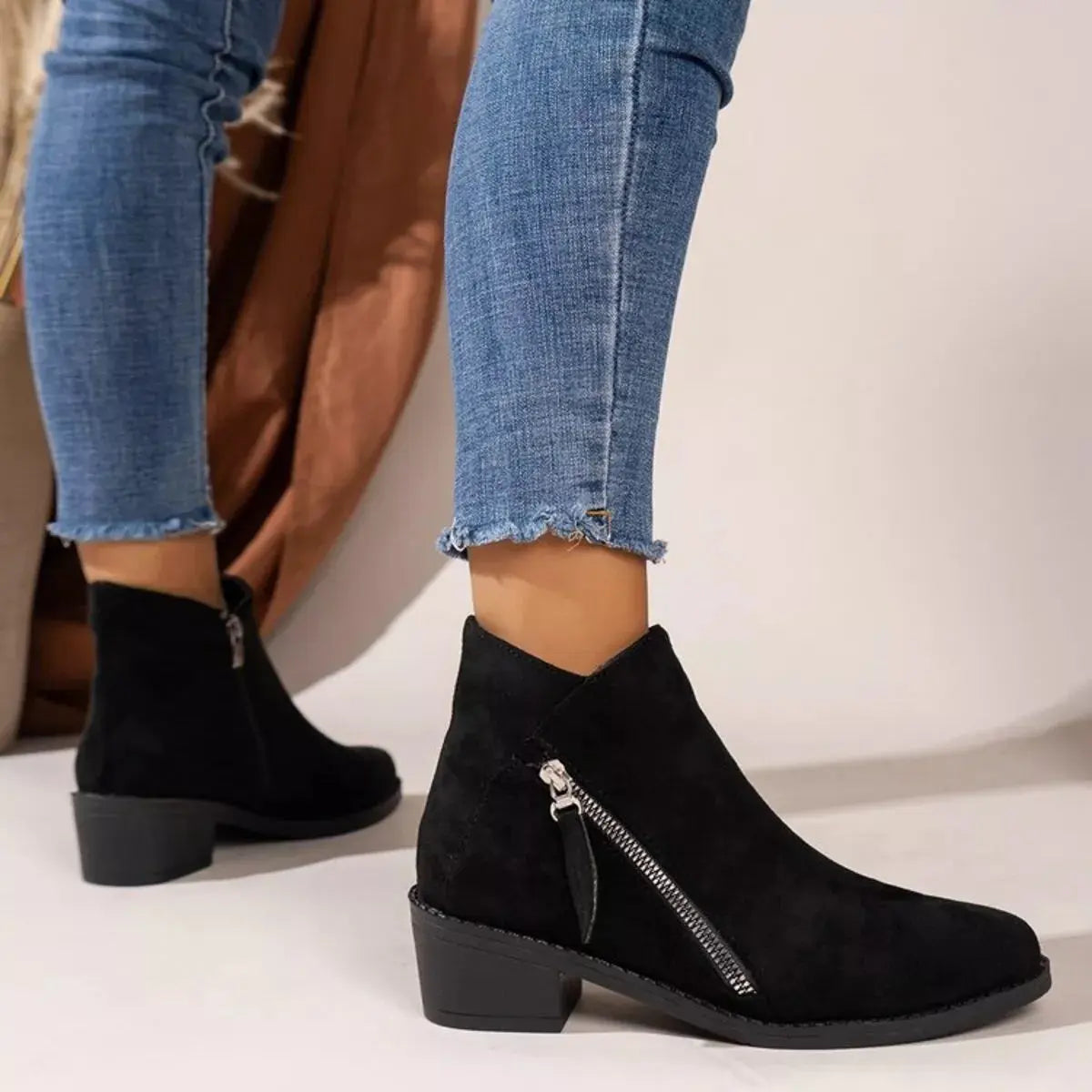 Point Toe Block Heels Boots  Style Ratio
