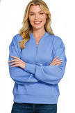 Zenana Scuba Half Zip Drop Shoulder Sweatshirt  Style Ratio