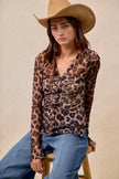 BiBi Leopard Printed Mesh Long Sleeve Top  Style Ratio
