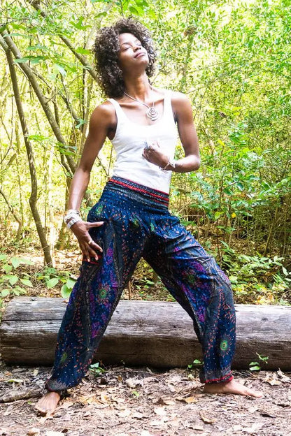 Blue PEACOCK Blue Boho Women Boho Pants Hippie - Style Ratio