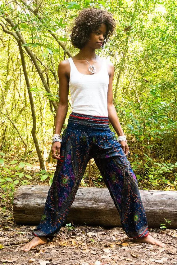 Blue PEACOCK Blue Boho Women Boho Pants Hippie - Style Ratio