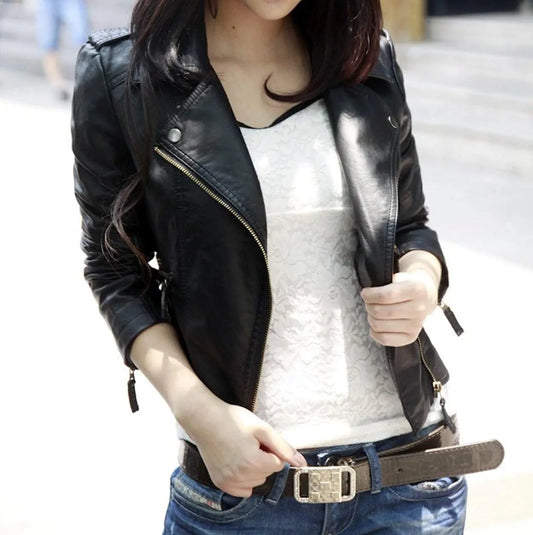 Womens Cropped Vegan Leather Jacket - Style Ratio