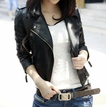 Womens Cropped Vegan Leather Jacket - Style Ratio